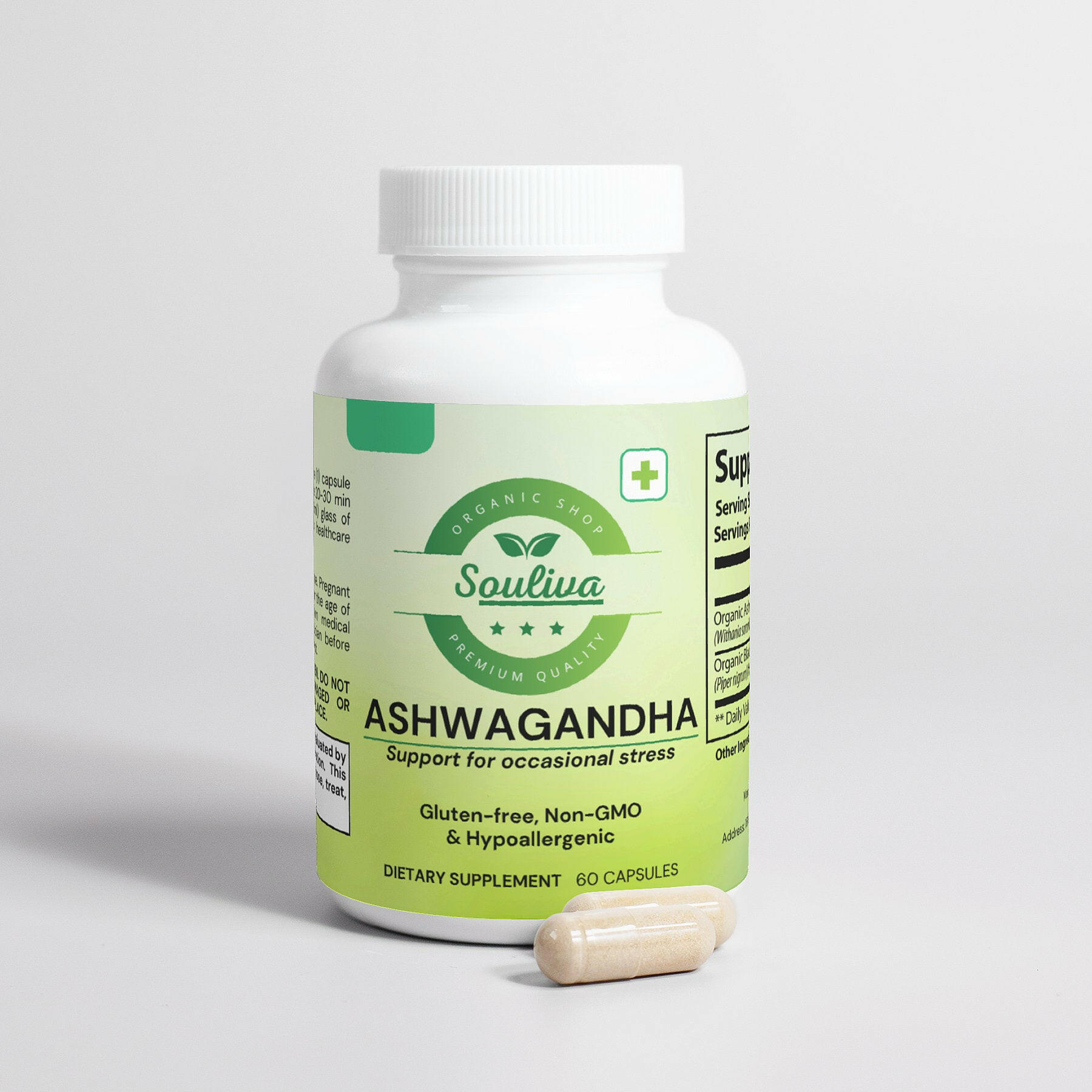 Souliva Ashwagandha – Organic Stress Relief & Wellness Support Capsules.