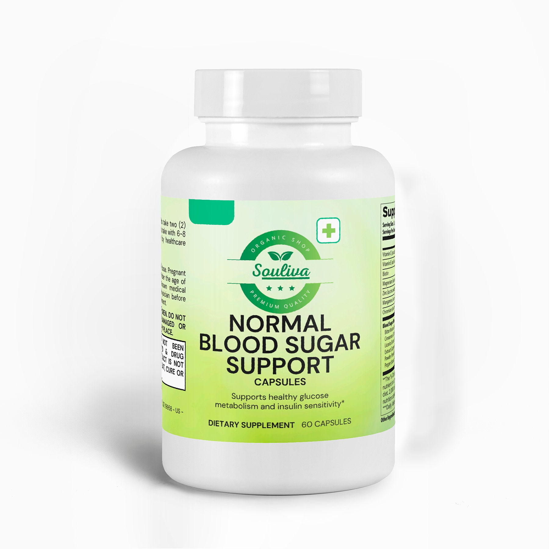 Souliva Blood Sugar Support – Natural Supplement for Healthy Glucose Metabolism & Insulin Sensitivity, 60 Capsules.